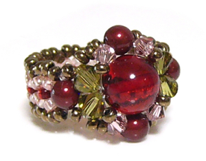 *COCO* ruby red amber . Swaro. ring *