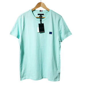 TOMMY HILFIGER トミーヒルフィガー スモールポップ フラッグバッジ Tシャツ L 水色 半袖 メンズ A20