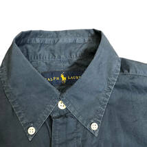 Ralph Lauren ラルフローレン ボタンダウン シャツ 半袖 ポニー刺繍 XS ネイビー コットン メンズ A20_画像6