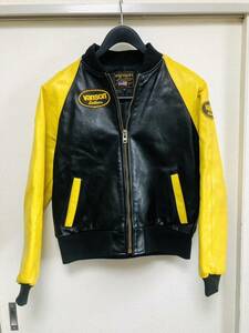 美品 VANSON TJ バンソン ライダース サイズ40 ブラックxイエロー アメリカ製