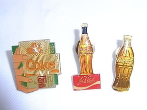 長期保管品新品未使用 コカ・コーラ ピンバッチ アメリカン雑貨 Coca Cola Pins 3個セット / ＃2