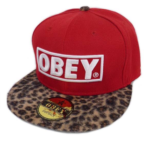 Obey オベイ ブランドロゴ スナップバックキャップ フリーサイズ （レッド/アニマル） [並行輸入品]