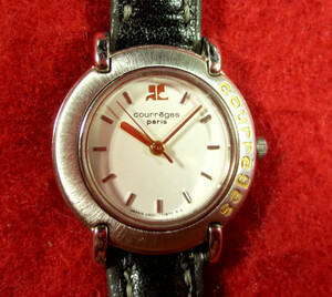 BR5B4) * work properly wristwatch free shipping ( outside fixed form )*Courrges Courreges * white 