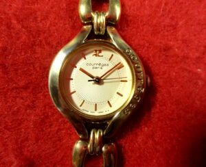 BR5G9) * work properly wristwatch free shipping ( outside fixed form )* Courreges * Gold *rete e-s 