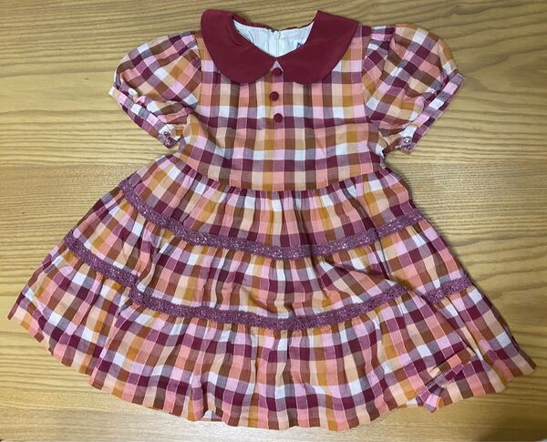 【100cm】プチマイルド ドレス ワンピース 裏地付き チェック柄