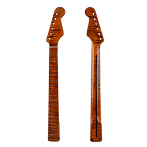 エレキギターネック トラ杢 STタイプ ストラト交換用ネック メイプル指板 21フレット フィンガーボード ギターパーツ MU1752