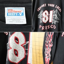 90s USA Hanes FRISCO CHOPPERS フリスコチョッパーズ プリント 長袖 Tシャツ ロンT ブラック メンズL アメリカ古着_画像2