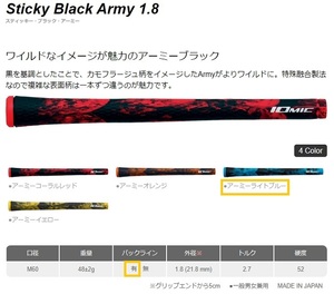 イオミック グリップ Sticky Black Army 1.8 アーミーライトブルー バックライン有り(新品、未使用)(即納)