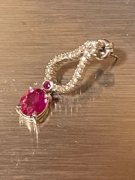片耳ピアス ダイヤモンド ルビー