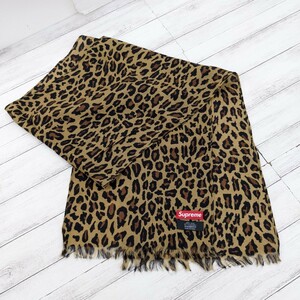 15AW Supreme シュプリーム LEOPARD SCARF ストール マフラー ヒョウ柄 レオパード 薄手 100% ウール インド製