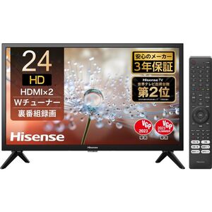 ハイセンス 24V型 ハイビジョン 液晶 テレビ 24A30H ダブルチューナー 外付けHDD裏番組録画対応 VAパネル 3年保証 ブラック