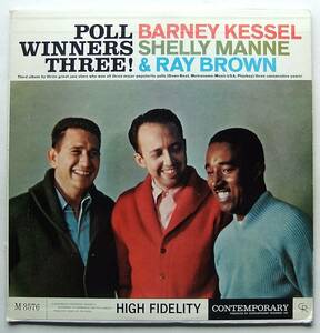 ◆ Poll Winners Three! / BARNEY KESSEL, SHELLY MANNE & RAY BROWN ◆ Contemporary M 3576 (yellow:dg:D1) ◆ V