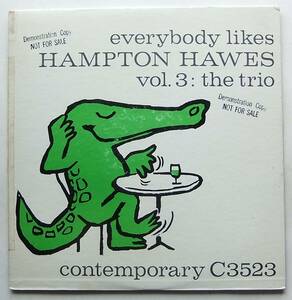 ◆ Everybody Likes HAMPTON HAWES Vol.3 : The Trio ◆ Contemporary C33523 (promo:yellow:dg:D3) ◆