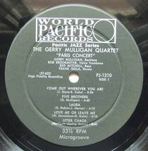 ◆ GERRY MULLIGAN Quartet / Paris Concert ◆ World Pacific PJ-1210 (black:dg) ◆ P_画像3