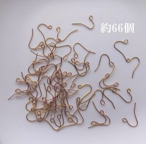 ジャンク手芸用品え85-ｍ■くすみピンクゴールド系フックピアス約66個■ビーズ・アクセサリー等ハンドメイドパーツ