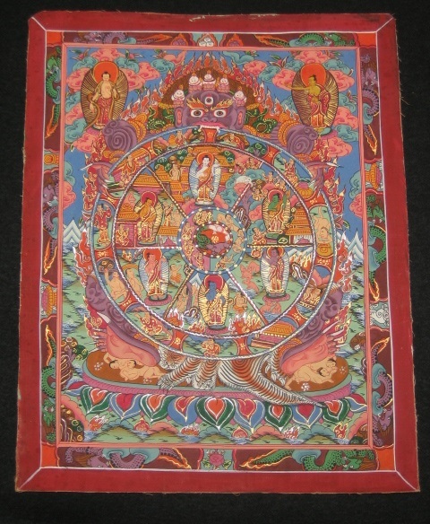 ◎●Мандала, Шесть миров реинкарнации, Тибетский буддизм, Раскрашенная вручную Мандала Танка ⑨65, произведение искусства, Рисование, другие