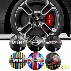 Y1935：4個 56mm Mini Cooper Jcw r50 r52 r53 r56 r57 r58 r60 mini clubman countryman用のセンターステッカー カーステッカー