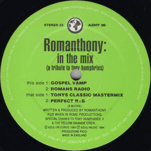 美盤 ハウス・クラシック ★In The Mix (A Tribute To Tony Humphries) - Romanthony★ Anthony Wayne Moore AZNY 28