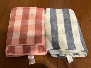  unused Muji Ryohin bath towel 2 pieces set unused 60×116cm check pattern bath towel 