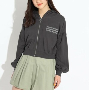  last new goods PINK-latte volume sleeve Short Parker charcoal gray (014) 16(160cm) regular price 3289 jpy 