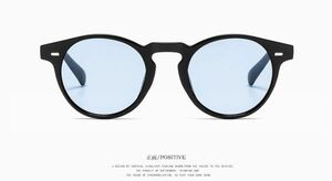 96-7-7 黒ぶち オーシャンフィルム ラウンド 丸眼鏡 カラーグラス サングラス ブラックフレーム アメリカ ヨーロッパ オシャレ 2