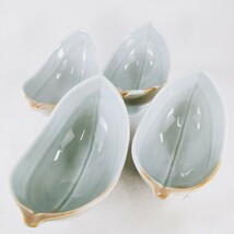 【美品】★高級感 峯山作 小鉢 中鉢 4客 和食器 グリーン系 取り鉢 陶器 盛り鉢 レトロ 和風 ヴィンテージ アンティーク 食器 キッチン A-1_画像1