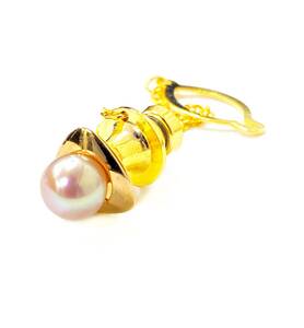 [ prompt decision ]*K18... pearl tie tack 18 gold ... pearl 7.0. pink series 2.9g set in gold 
