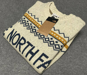 US限定モデル　新品　THE NORTHFACE CRESTVIEW JACQUARD TNF SWEATER　ノースフェイス　ジャガードロゴセーター　L　ブリーチサンド