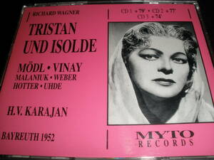 カラヤン ワーグナー トリスタンとイゾルデ バイロイト 1952 メードル ヴィナイ ホッター ウーデ Wagner Tristan Karajan Bayreuth MYTO