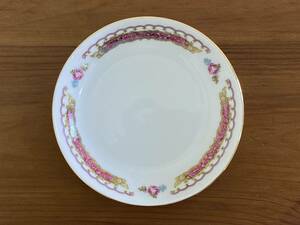 * Taiwan retro * large same made * legume plate pink race floral print gold .* Taiwan tableware * Vintage pr22210b