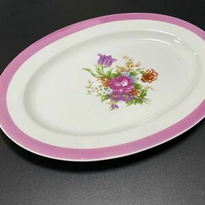 * Taiwan retro * large same porcelain *. round shape plate oval plate bouquet flower A* Taiwan tableware * Vintage has352030a.