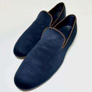 即決 /nonnative x REGAL x NVy by F.A.T ノンネイティブ リーガル/OPERA SHOES オペラシューズ 24.5cm スリッポン サテン ネイビー