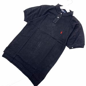 ポロラルフローレン POLO RALPH LAUREN アメリカ製 USA製 半袖 ポロシャツ ブラック US-Sサイズ 実寸M相当 美品 古着■CJ95