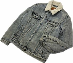 LEVIS ☆ 秋冬 裏ボア デニム ジャケット ボアジャケット ウォッシュ ブルー S アメカジ バイカー ストリート 古着 人気 リーバイス■BC252