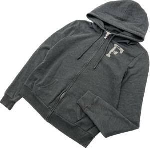 Abercrombie&Fitch ☆ ワンポイントロゴ スウェット ジップアップ パーカー チャコールグレー M レディース アメカジ 古着 アバクロ■S2396