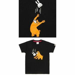 送料無料 130サイズ新品 cune キューン うさぎ 犬 高い高い キッズ kids Tシャツ 黒 熊 いぬ