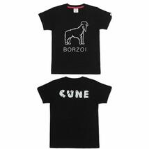 130サイズ定価4400円新品 cune キューン 犬 ボルゾイ キッズ kids Tシャツ 黒 1_画像5