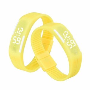 [ postage our company charge ]LED wristwatch sport wristwatch silicon watch running bracele digital soft W-LB01[ yellow ]