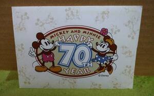 【送料無料】 ディズニー　Disney　70周年　記念絵ハガキ　ミッキー　ミニー　Mickey Minnie　未使用