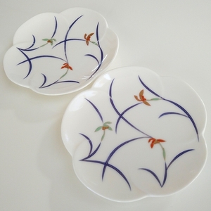 【送料無料】香蘭社 陶磁器 小皿 銘々皿 2枚セット 2枚組 リンドフィールド お皿 金縁 花柄