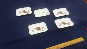 昭和中頃 深川製磁 菊花鳥文菓子皿5枚