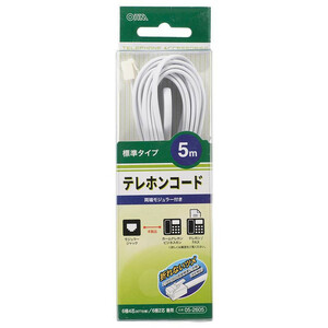 OHM telephone code standard type white 5m TEL-C2605W