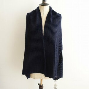 【定価1.2万】ミノ mino *nico あったか冬のモヘア 畦*ネイビー紺ニットショール肩掛け羽織ストール(st25-2309-149)【82I32】