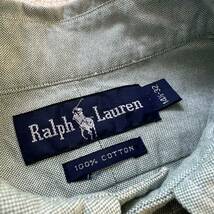 Ralph Lauren ラルフローレン オックスフォード 無地 長袖 シャツ グリーン M 14 ボタンダウン ポニー刺繍_画像4