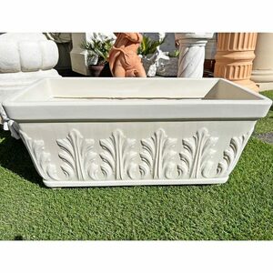 [ super-discount outlet ] Italy made leaf pattern leaf planter PSE460 with translation ivory length 60cm plant pot resin made flower pot stylish 