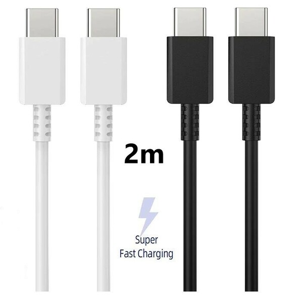 2m USB Type-C to Type-C ケーブル PD対応 3A クイックチャージ 急速充電 TypeC USB-C　充電 データ転送 ホワイト