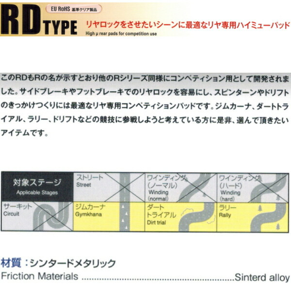 DIXCEL RDブレーキパッドR用 ECR33スカイライン NA用 93/8~98/11 DIXCEL RDブレーキパッドR用 ECR33スカイライン NA用 93/8~98/11