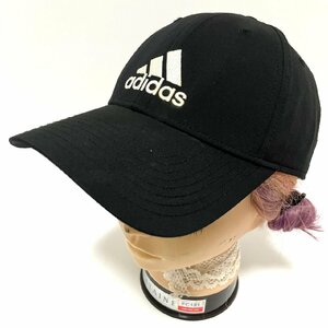 (^w^)b アディダス キャップ 帽子 ブラック adidas ロゴ 刺繍 CAP スポーツ ウェア ストラップベルト 調節 OSFZ 54-57cm FREE C0475EE