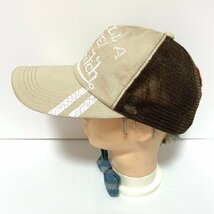 (^w^)b ボン ヴォン ダッチ ハーフ メッシュ キャップ 帽子 ベージュ×ブラウン Von Dutch ロゴ 刺繍 スナップバック 57㎝-59㎝ C0322EE_画像2