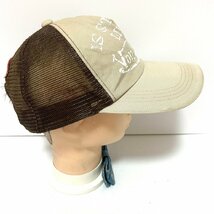 (^w^)b ボン ヴォン ダッチ ハーフ メッシュ キャップ 帽子 ベージュ×ブラウン Von Dutch ロゴ 刺繍 スナップバック 57㎝-59㎝ C0322EE_画像3